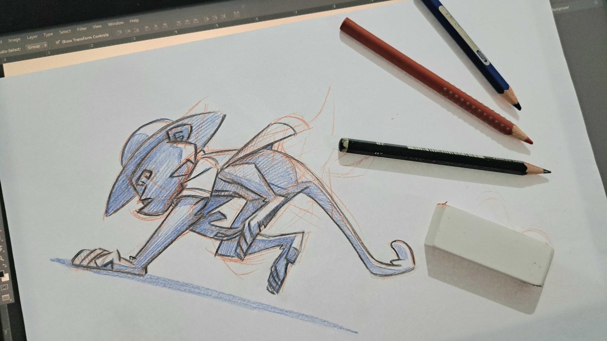 A hand drawing by Agus, with his pencils